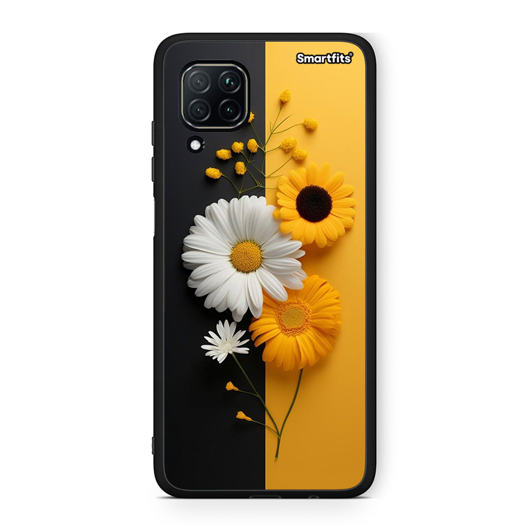 Huawei P40 Lite Yellow Daisies θήκη από τη Smartfits με σχέδιο στο πίσω μέρος και μαύρο περίβλημα | Smartphone case with colorful back and black bezels by Smartfits