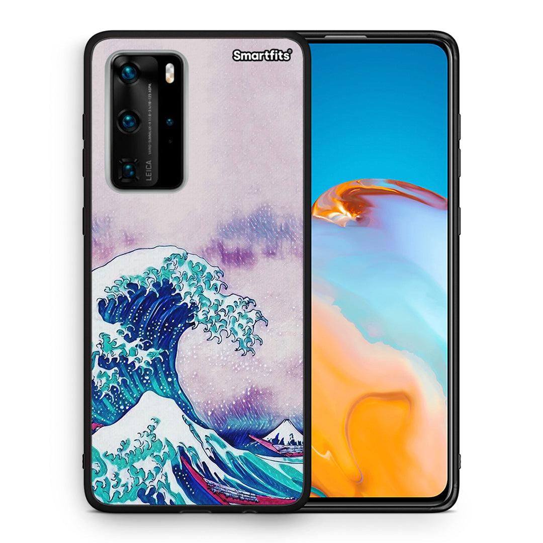 Θήκη Huawei P40 Pro Blue Waves από τη Smartfits με σχέδιο στο πίσω μέρος και μαύρο περίβλημα | Huawei P40 Pro Blue Waves case with colorful back and black bezels