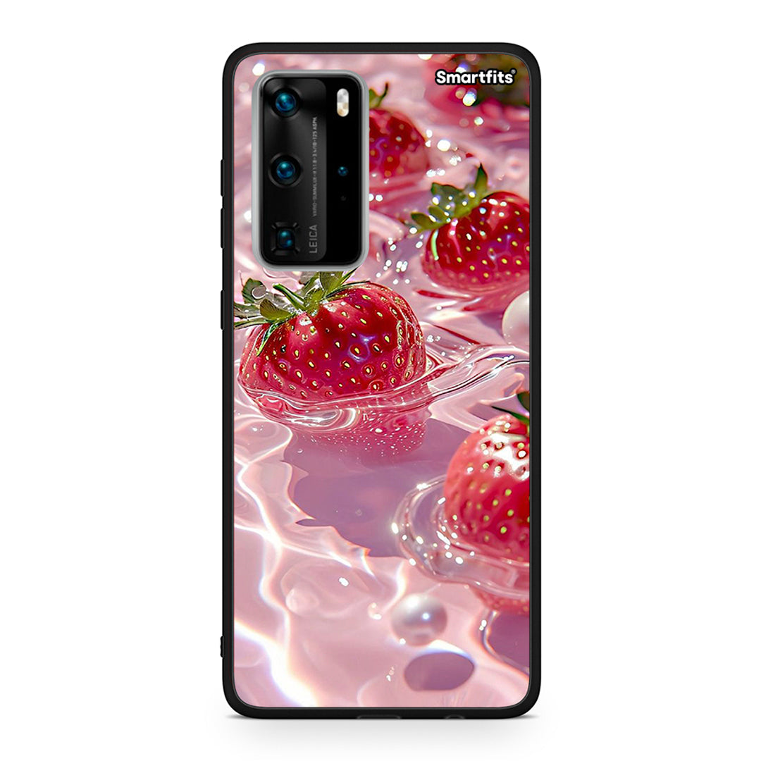 Huawei P40 Pro Juicy Strawberries θήκη από τη Smartfits με σχέδιο στο πίσω μέρος και μαύρο περίβλημα | Smartphone case with colorful back and black bezels by Smartfits