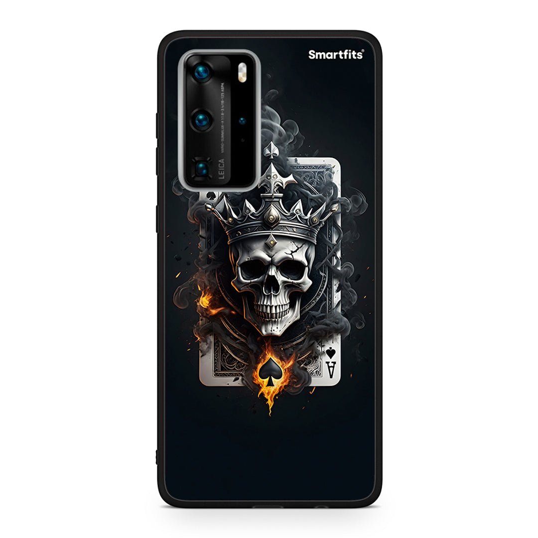 Huawei P40 Pro Skull King Ace θήκη από τη Smartfits με σχέδιο στο πίσω μέρος και μαύρο περίβλημα | Smartphone case with colorful back and black bezels by Smartfits