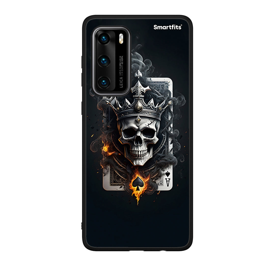 Huawei P40 Skull King Ace θήκη από τη Smartfits με σχέδιο στο πίσω μέρος και μαύρο περίβλημα | Smartphone case with colorful back and black bezels by Smartfits