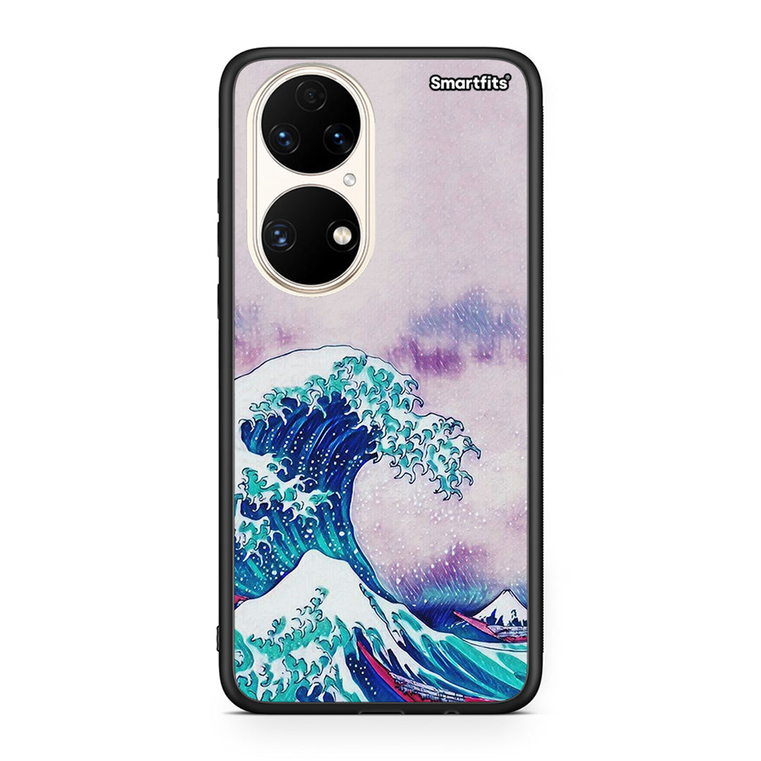 Huawei P50 Blue Waves θήκη από τη Smartfits με σχέδιο στο πίσω μέρος και μαύρο περίβλημα | Smartphone case with colorful back and black bezels by Smartfits