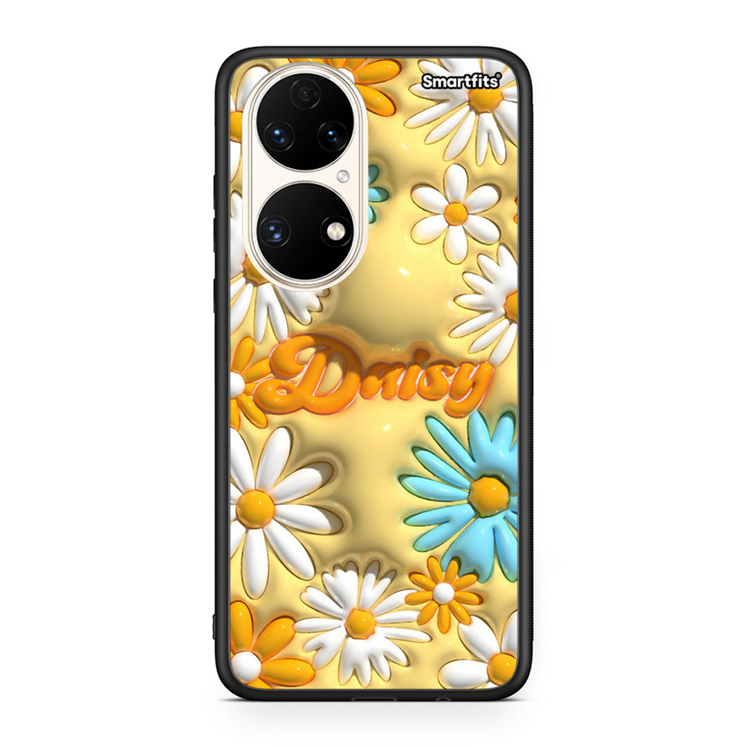 Huawei P50 Bubble Daisies θήκη από τη Smartfits με σχέδιο στο πίσω μέρος και μαύρο περίβλημα | Smartphone case with colorful back and black bezels by Smartfits