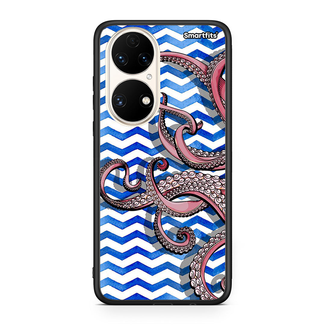 Huawei P50 Chevron Devilfish θήκη από τη Smartfits με σχέδιο στο πίσω μέρος και μαύρο περίβλημα | Smartphone case with colorful back and black bezels by Smartfits