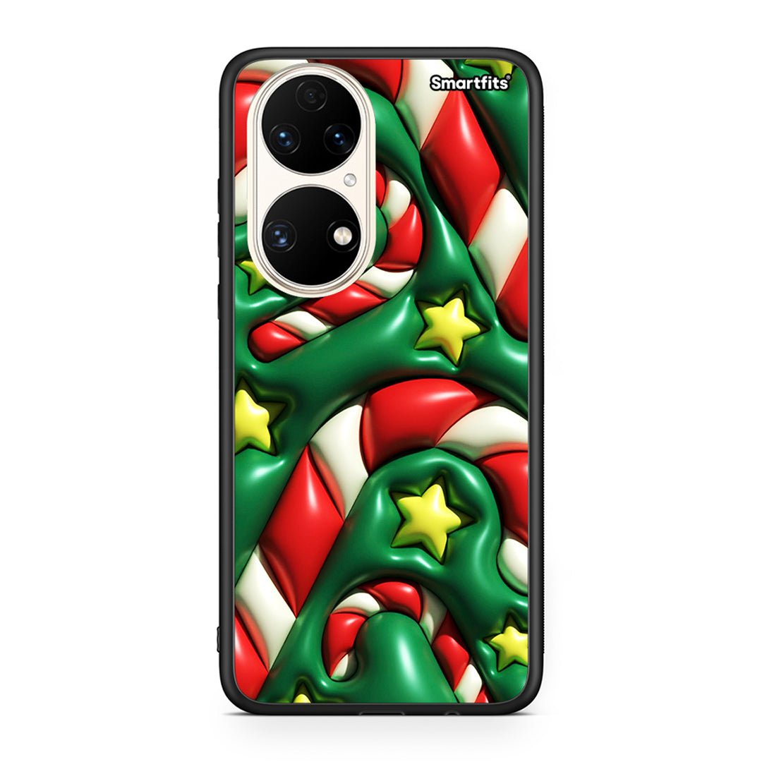 Huawei P50 Christmas Bubbles θήκη από τη Smartfits με σχέδιο στο πίσω μέρος και μαύρο περίβλημα | Smartphone case with colorful back and black bezels by Smartfits