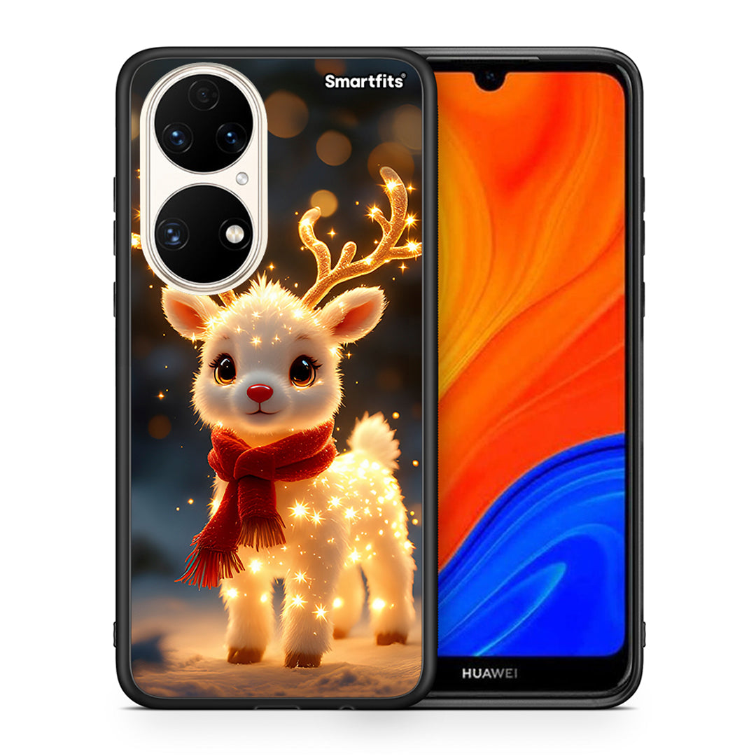 Θήκη Huawei P50 Christmas Cutie από τη Smartfits με σχέδιο στο πίσω μέρος και μαύρο περίβλημα | Huawei P50 Christmas Cutie case with colorful back and black bezels