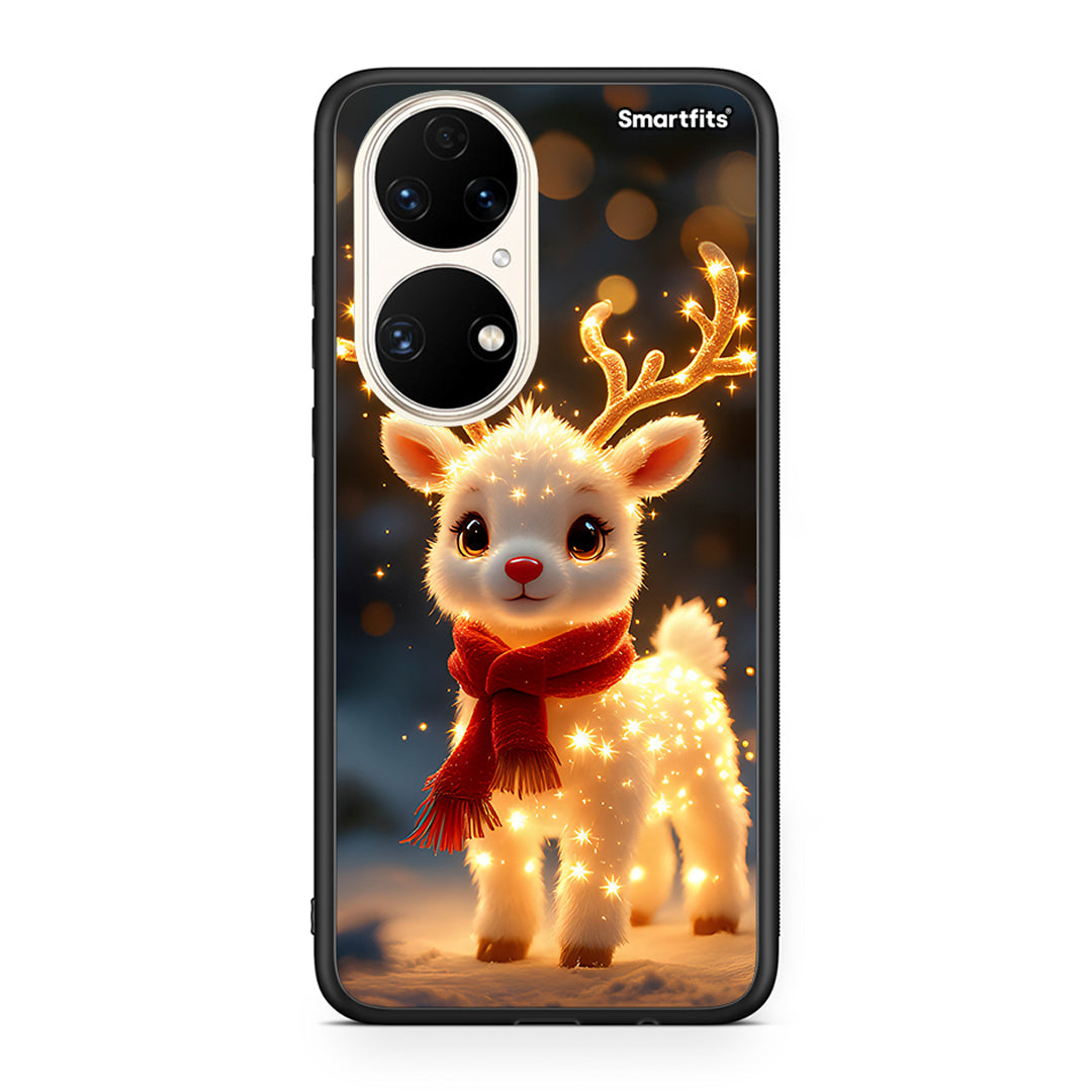 Huawei P50 Christmas Cutie θήκη από τη Smartfits με σχέδιο στο πίσω μέρος και μαύρο περίβλημα | Smartphone case with colorful back and black bezels by Smartfits