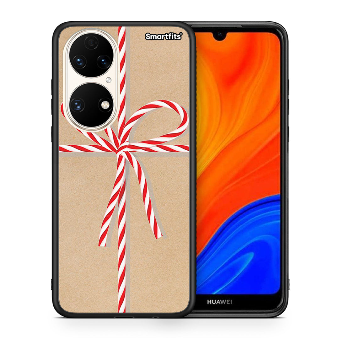 Θήκη Huawei P50 Christmas Gift από τη Smartfits με σχέδιο στο πίσω μέρος και μαύρο περίβλημα | Huawei P50 Christmas Gift case with colorful back and black bezels