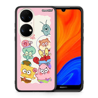 Thumbnail for Θήκη Huawei P50 Cute Companion από τη Smartfits με σχέδιο στο πίσω μέρος και μαύρο περίβλημα | Huawei P50 Cute Companion case with colorful back and black bezels