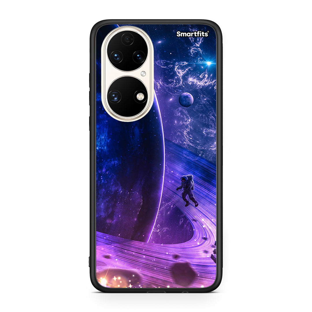 Huawei P50 Lost Astronaut θήκη από τη Smartfits με σχέδιο στο πίσω μέρος και μαύρο περίβλημα | Smartphone case with colorful back and black bezels by Smartfits