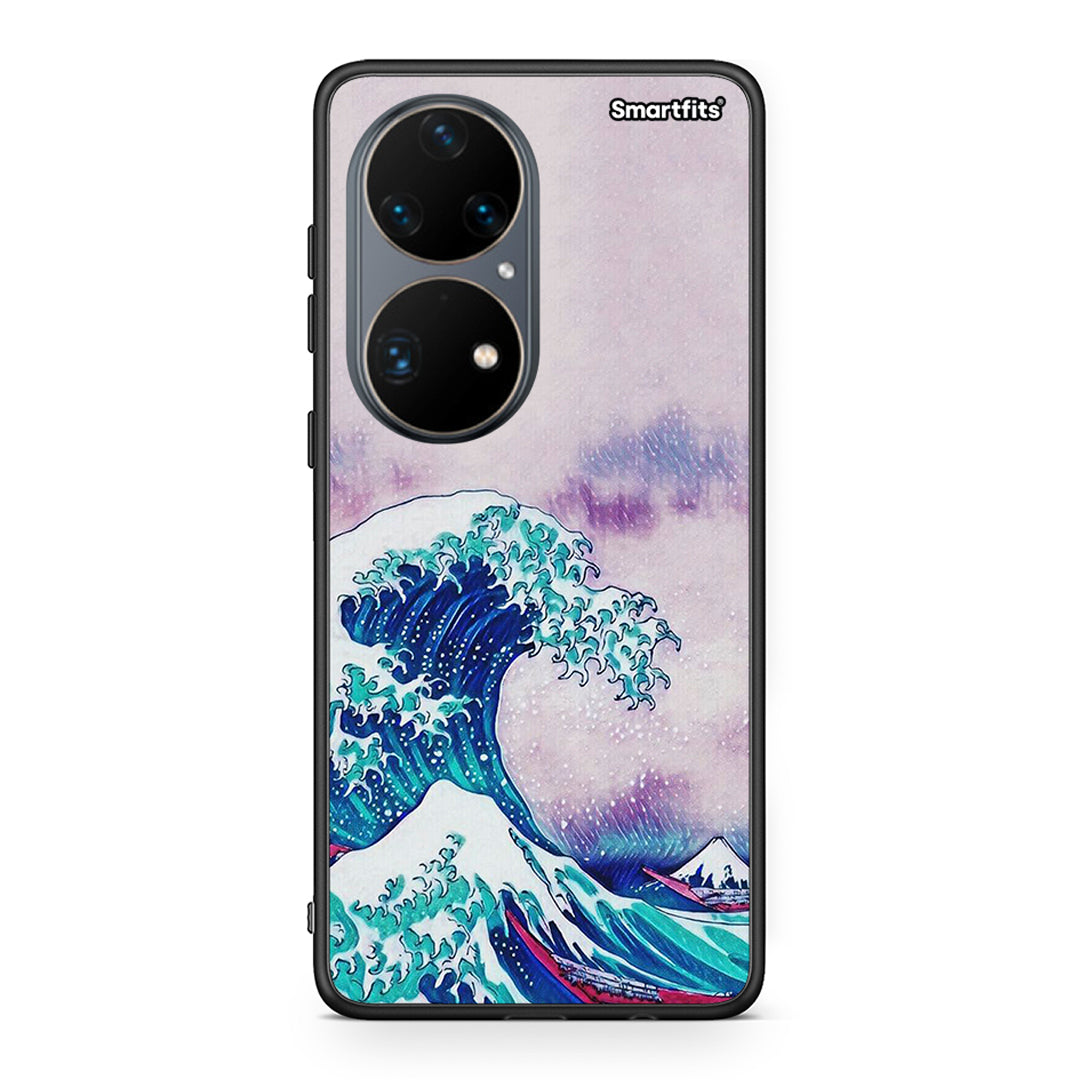 Huawei P50 Pro Blue Waves θήκη από τη Smartfits με σχέδιο στο πίσω μέρος και μαύρο περίβλημα | Smartphone case with colorful back and black bezels by Smartfits