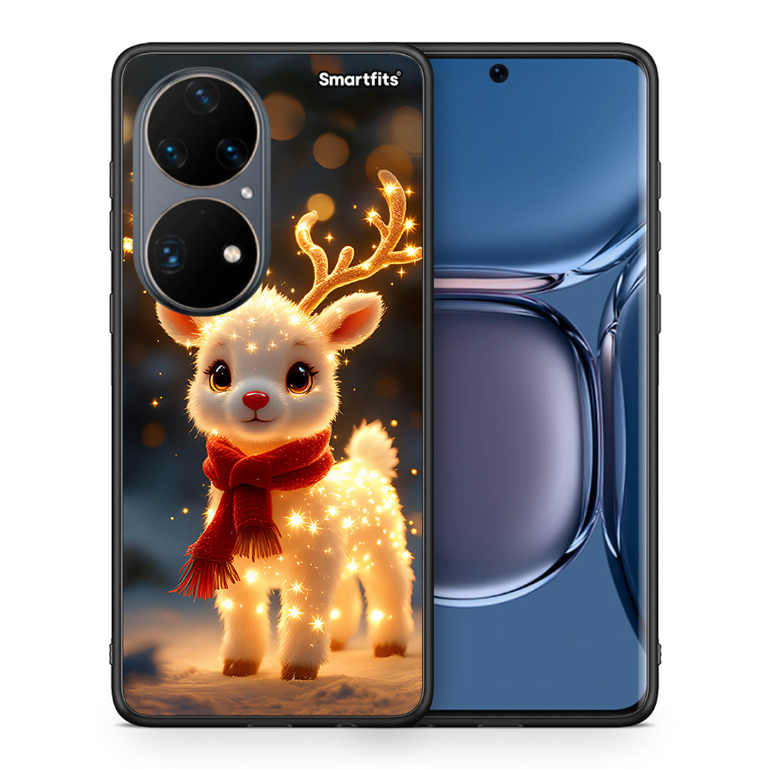 Θήκη Huawei P50 Pro Christmas Cutie από τη Smartfits με σχέδιο στο πίσω μέρος και μαύρο περίβλημα | Huawei P50 Pro Christmas Cutie case with colorful back and black bezels