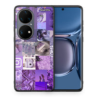 Thumbnail for Θήκη Huawei P50 Pro Purple Aesthetic Collage από τη Smartfits με σχέδιο στο πίσω μέρος και μαύρο περίβλημα | Huawei P50 Pro Purple Aesthetic Collage case with colorful back and black bezels