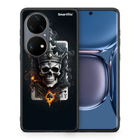 Thumbnail for Θήκη Huawei P50 Pro Skull King Ace από τη Smartfits με σχέδιο στο πίσω μέρος και μαύρο περίβλημα | Huawei P50 Pro Skull King Ace case with colorful back and black bezels