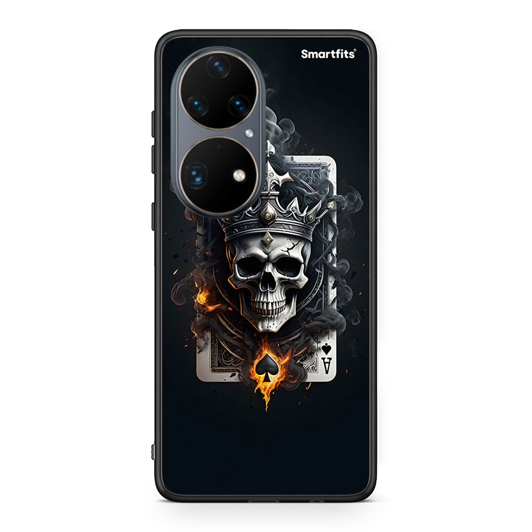 Huawei P50 Pro Skull King Ace θήκη από τη Smartfits με σχέδιο στο πίσω μέρος και μαύρο περίβλημα | Smartphone case with colorful back and black bezels by Smartfits