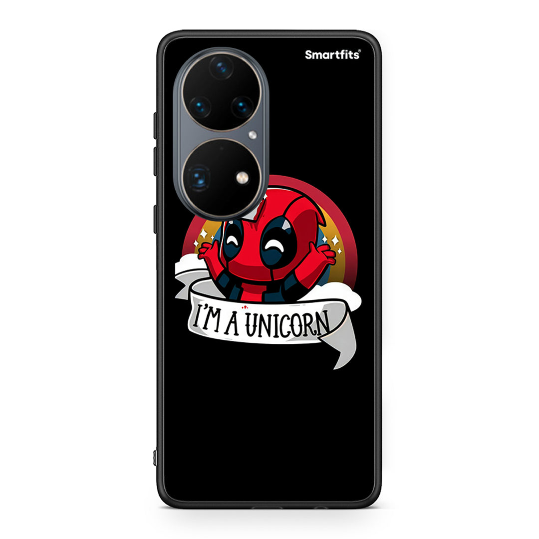 Huawei P50 Pro Unicorn Deadpool θήκη από τη Smartfits με σχέδιο στο πίσω μέρος και μαύρο περίβλημα | Smartphone case with colorful back and black bezels by Smartfits