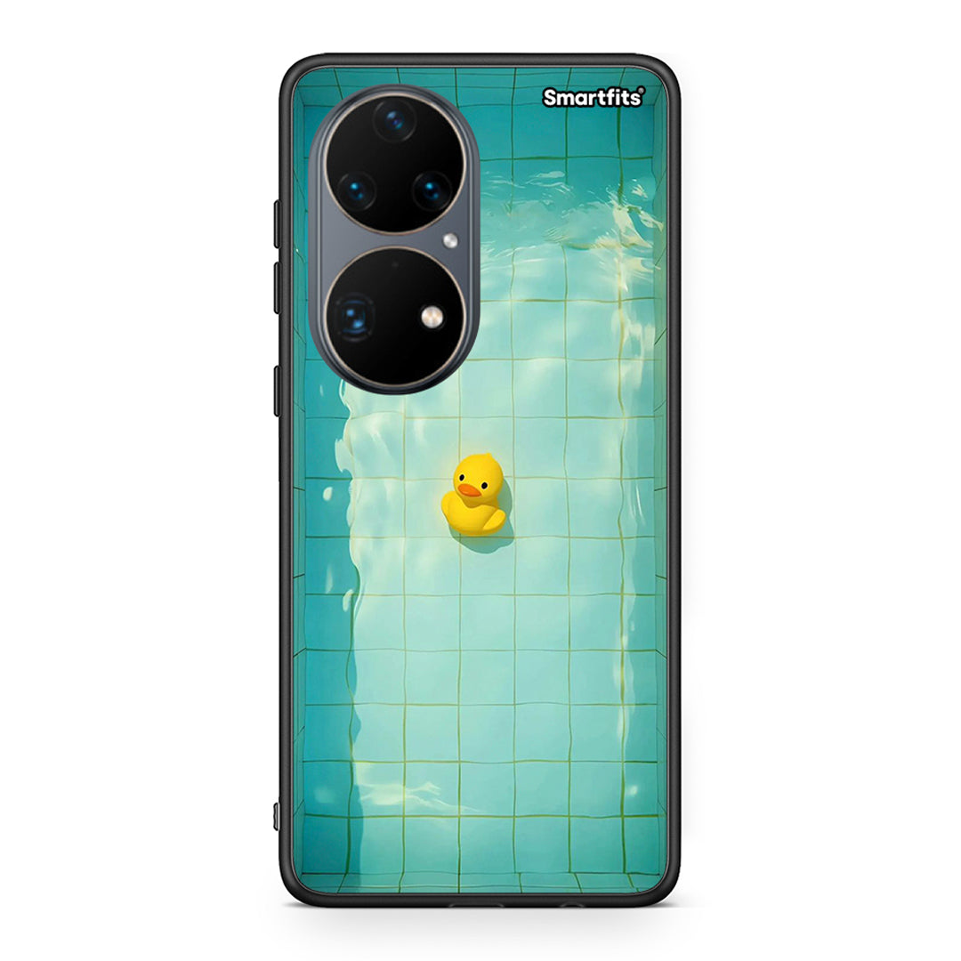 Huawei P50 Pro Yellow Duck θήκη από τη Smartfits με σχέδιο στο πίσω μέρος και μαύρο περίβλημα | Smartphone case with colorful back and black bezels by Smartfits