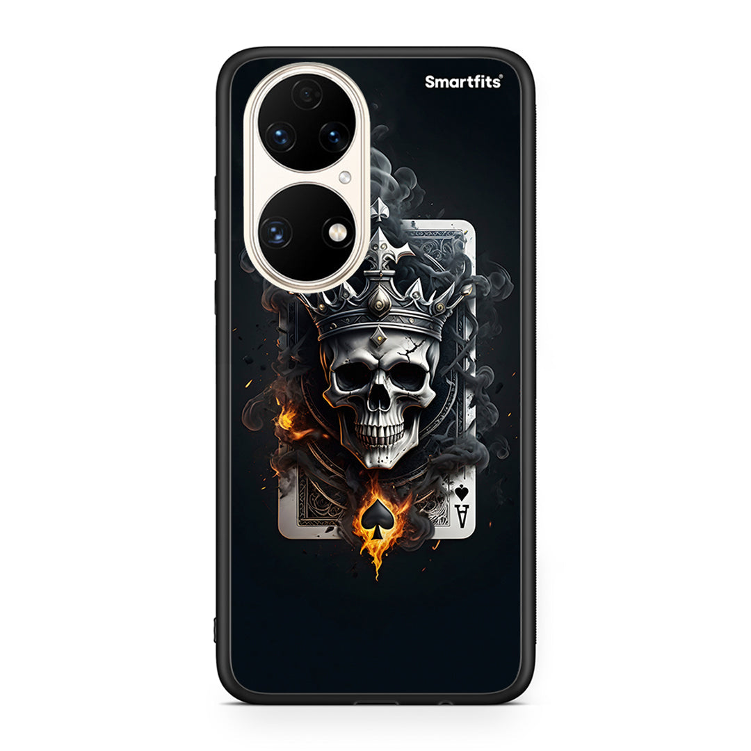 Huawei P50 Skull King Ace θήκη από τη Smartfits με σχέδιο στο πίσω μέρος και μαύρο περίβλημα | Smartphone case with colorful back and black bezels by Smartfits