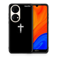 Thumbnail for Θήκη Huawei P50 White Cross από τη Smartfits με σχέδιο στο πίσω μέρος και μαύρο περίβλημα | Huawei P50 White Cross case with colorful back and black bezels