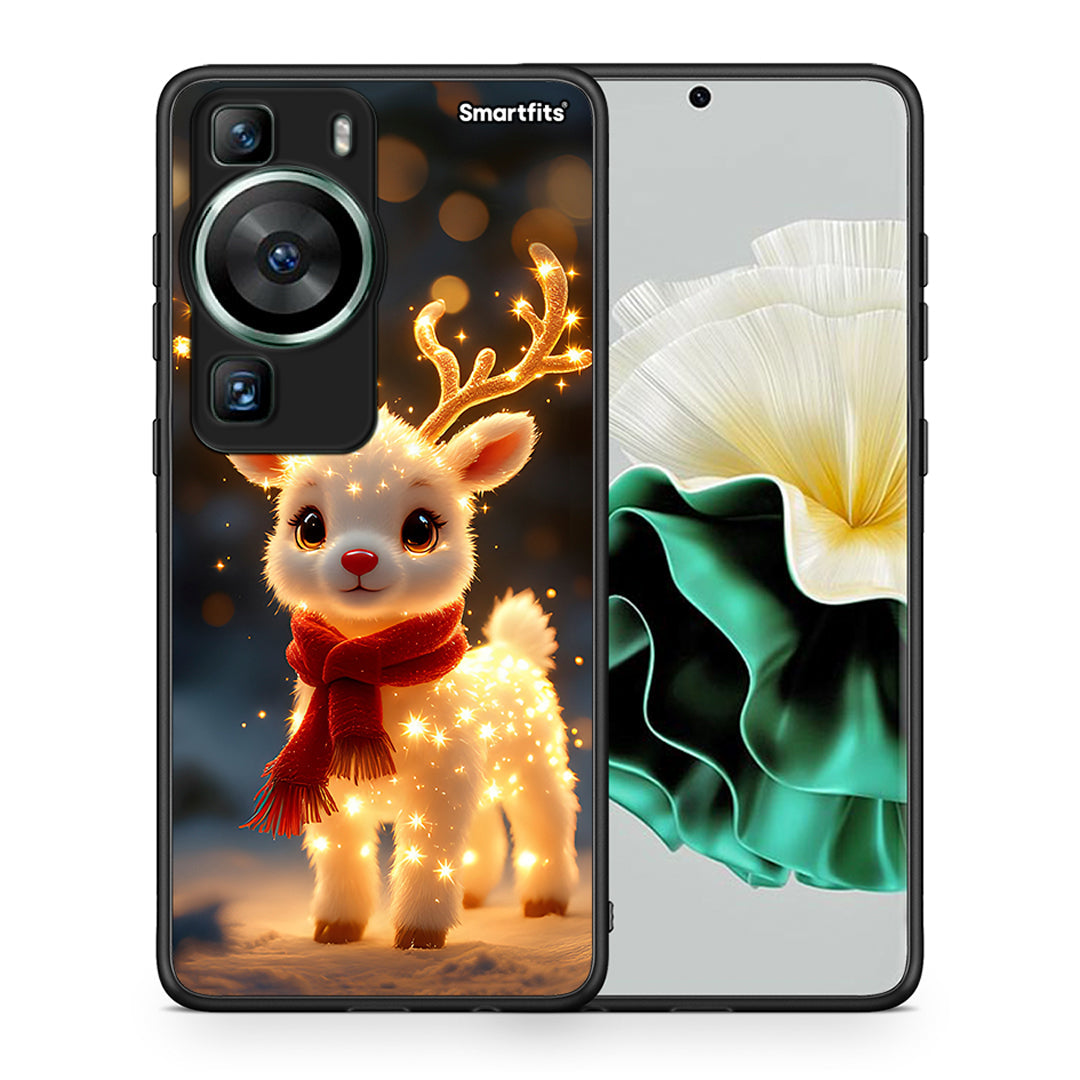 Θήκη Huawei P60 Christmas Cutie από τη Smartfits με σχέδιο στο πίσω μέρος και μαύρο περίβλημα | Huawei P60 Christmas Cutie Case with Colorful Back and Black Bezels