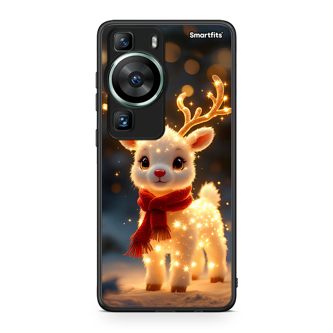 Θήκη Huawei P60 Christmas Cutie από τη Smartfits με σχέδιο στο πίσω μέρος και μαύρο περίβλημα | Huawei P60 Christmas Cutie Case with Colorful Back and Black Bezels