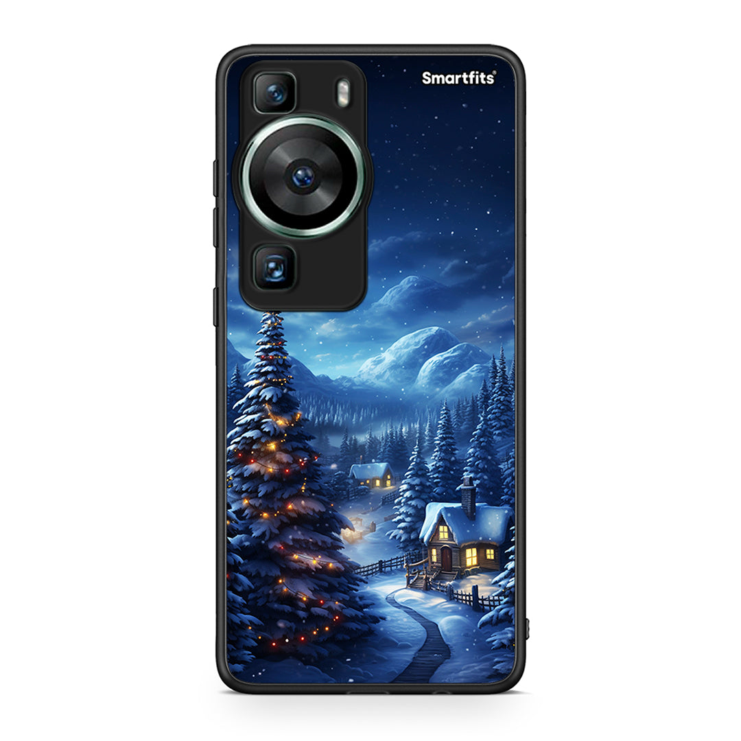 Θήκη Huawei P60 Christmas Scenery από τη Smartfits με σχέδιο στο πίσω μέρος και μαύρο περίβλημα | Huawei P60 Christmas Scenery Case with Colorful Back and Black Bezels