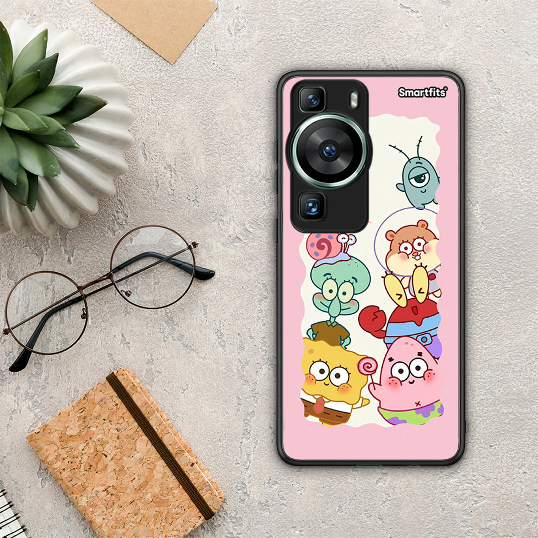 Θήκη Huawei P60 Cute Companion από τη Smartfits με σχέδιο στο πίσω μέρος και μαύρο περίβλημα | Huawei P60 Cute Companion Case with Colorful Back and Black Bezels