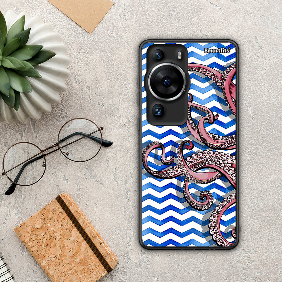 Θήκη Huawei P60 Pro Chevron Devilfish από τη Smartfits με σχέδιο στο πίσω μέρος και μαύρο περίβλημα | Huawei P60 Pro Chevron Devilfish Case with Colorful Back and Black Bezels