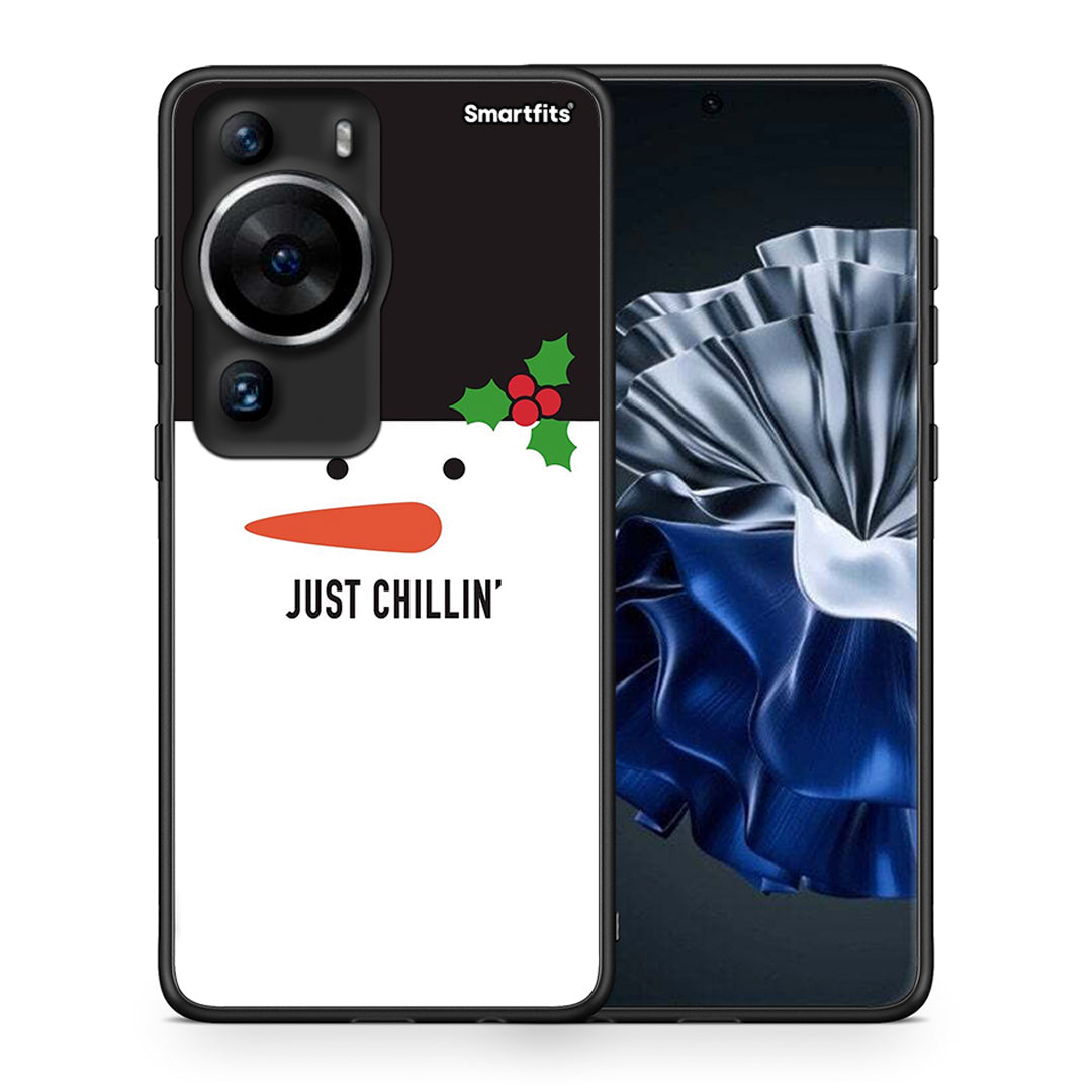 Θήκη Huawei P60 Pro Christmas Chillin από τη Smartfits με σχέδιο στο πίσω μέρος και μαύρο περίβλημα | Huawei P60 Pro Christmas Chillin Case with Colorful Back and Black Bezels