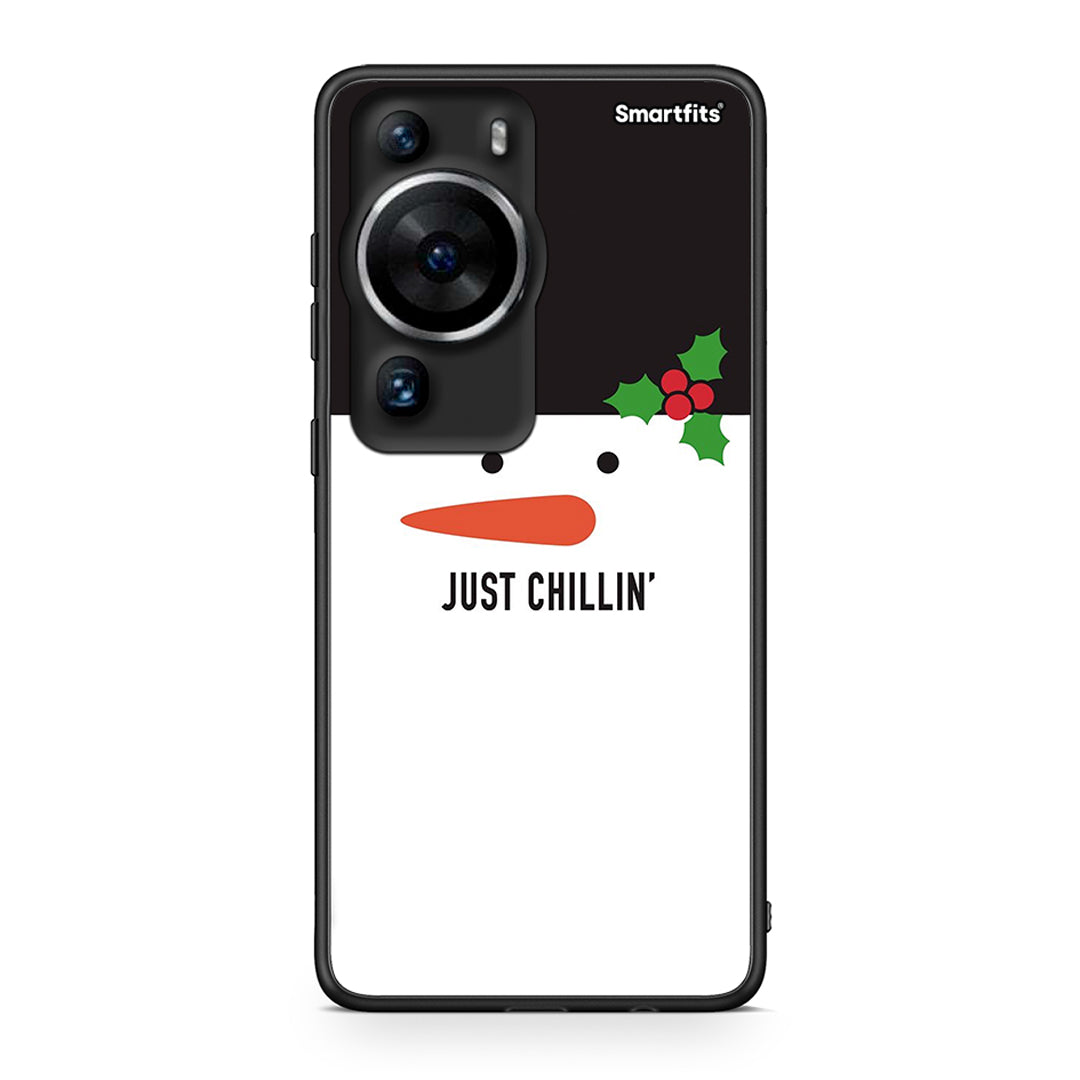 Θήκη Huawei P60 Pro Christmas Chillin από τη Smartfits με σχέδιο στο πίσω μέρος και μαύρο περίβλημα | Huawei P60 Pro Christmas Chillin Case with Colorful Back and Black Bezels