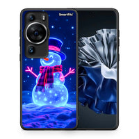 Thumbnail for Θήκη Huawei P60 Pro Christmas Neon Snowman από τη Smartfits με σχέδιο στο πίσω μέρος και μαύρο περίβλημα | Huawei P60 Pro Christmas Neon Snowman Case with Colorful Back and Black Bezels