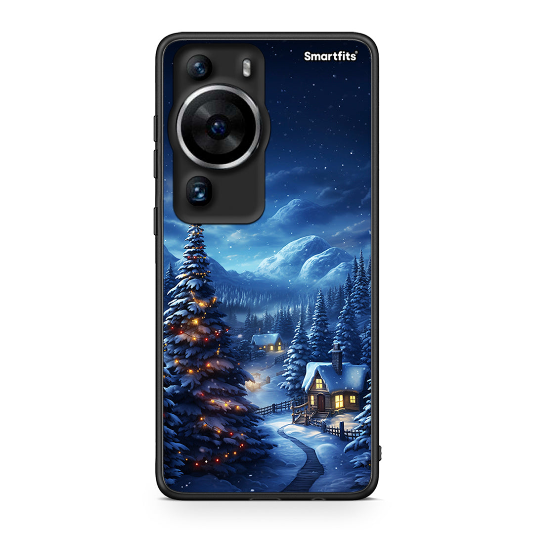 Θήκη Huawei P60 Pro Christmas Scenery από τη Smartfits με σχέδιο στο πίσω μέρος και μαύρο περίβλημα | Huawei P60 Pro Christmas Scenery Case with Colorful Back and Black Bezels