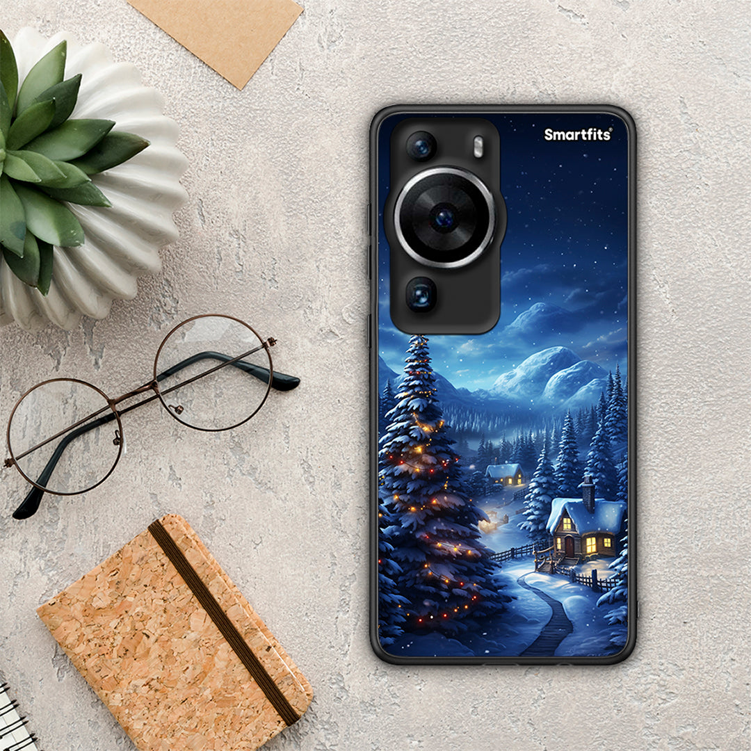 Θήκη Huawei P60 Pro Christmas Scenery από τη Smartfits με σχέδιο στο πίσω μέρος και μαύρο περίβλημα | Huawei P60 Pro Christmas Scenery Case with Colorful Back and Black Bezels