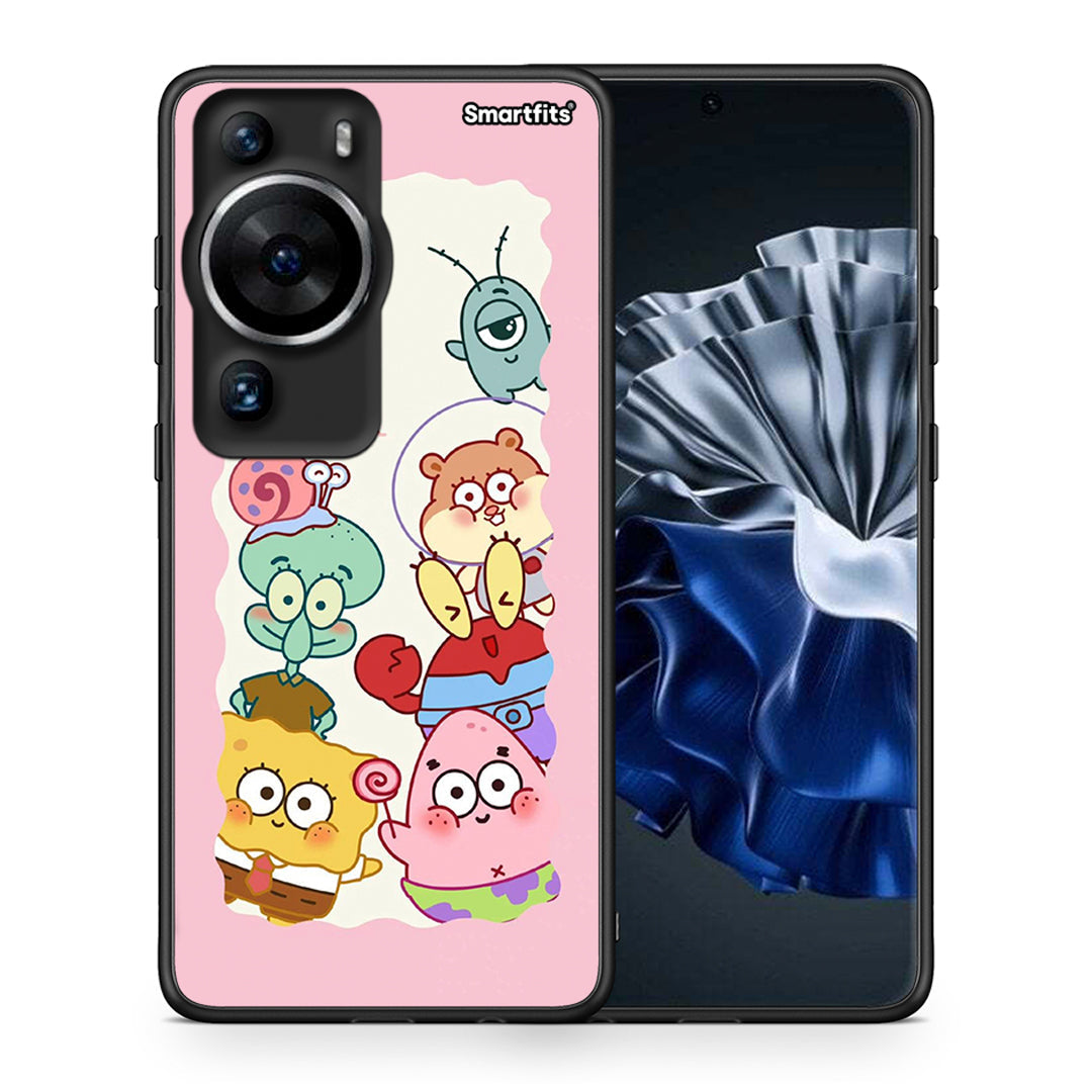 Θήκη Huawei P60 Pro Cute Companion από τη Smartfits με σχέδιο στο πίσω μέρος και μαύρο περίβλημα | Huawei P60 Pro Cute Companion Case with Colorful Back and Black Bezels