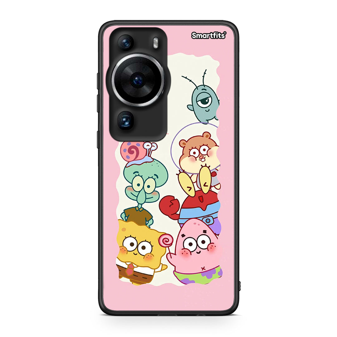 Θήκη Huawei P60 Pro Cute Companion από τη Smartfits με σχέδιο στο πίσω μέρος και μαύρο περίβλημα | Huawei P60 Pro Cute Companion Case with Colorful Back and Black Bezels