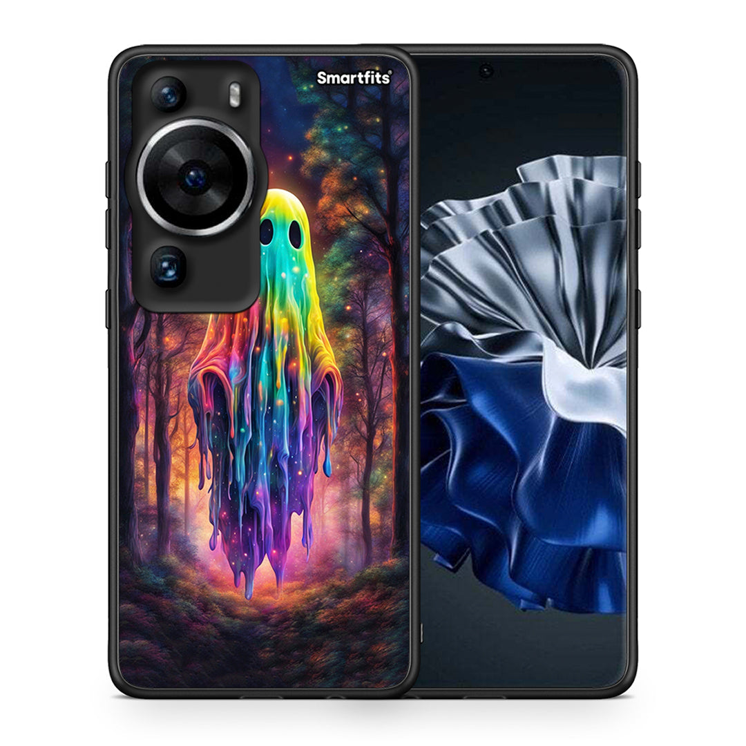 Θήκη Huawei P60 Pro Halloween Ghost από τη Smartfits με σχέδιο στο πίσω μέρος και μαύρο περίβλημα | Huawei P60 Pro Halloween Ghost Case with Colorful Back and Black Bezels