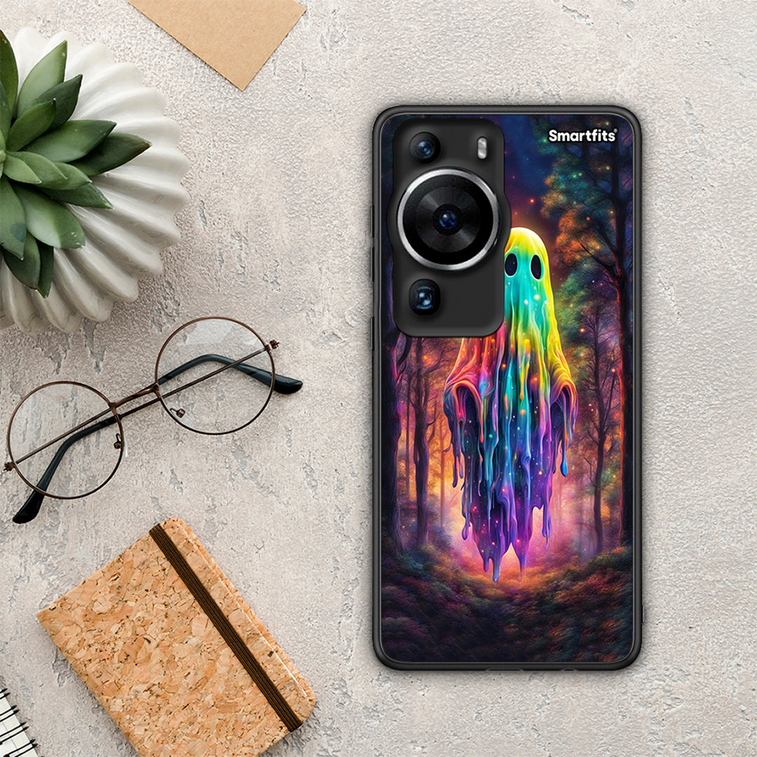 Θήκη Huawei P60 Pro Halloween Ghost από τη Smartfits με σχέδιο στο πίσω μέρος και μαύρο περίβλημα | Huawei P60 Pro Halloween Ghost Case with Colorful Back and Black Bezels