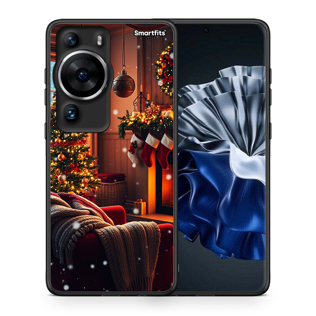 Θήκη Huawei P60 Pro Home For Christmas από τη Smartfits με σχέδιο στο πίσω μέρος και μαύρο περίβλημα | Huawei P60 Pro Home For Christmas Case with Colorful Back and Black Bezels