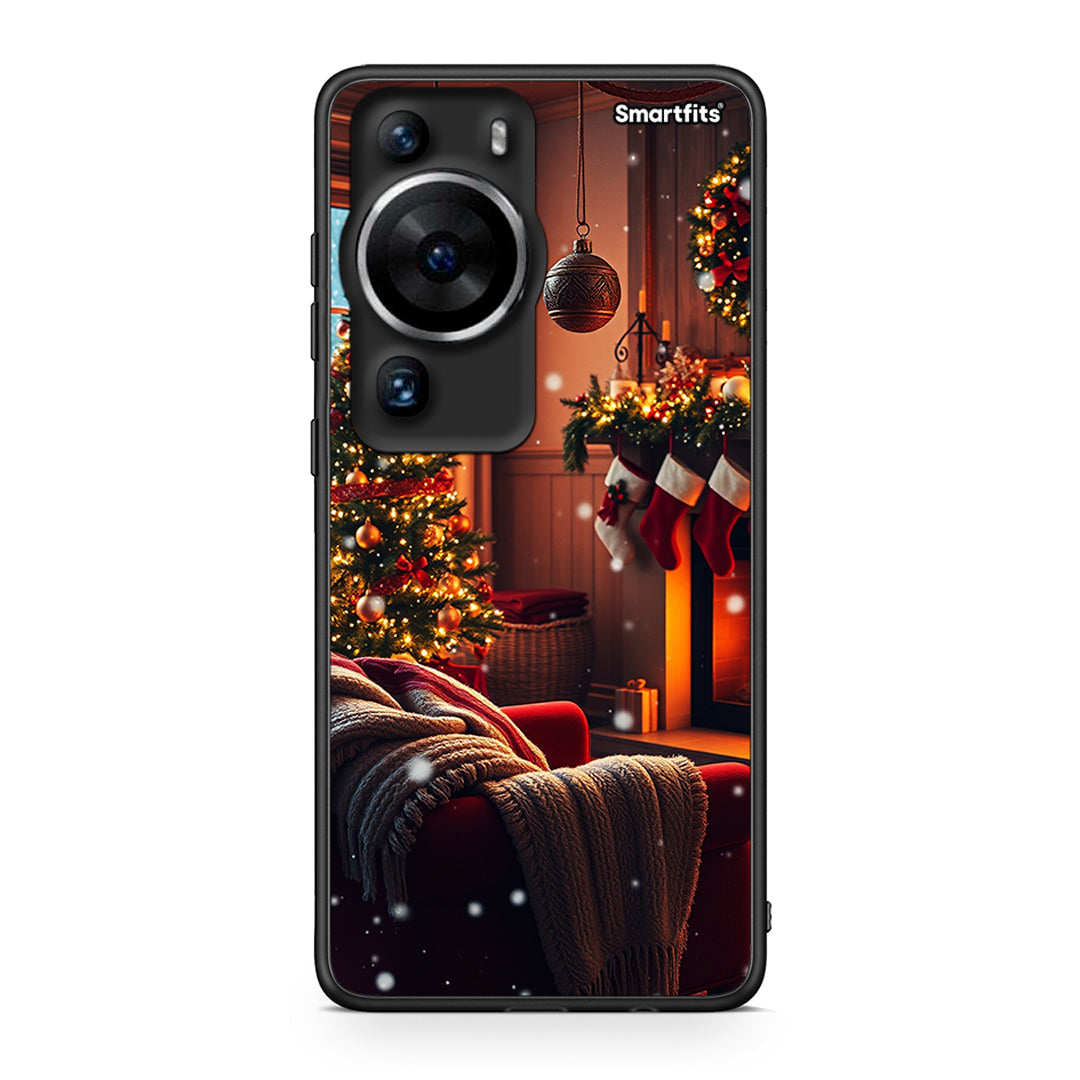 Θήκη Huawei P60 Pro Home For Christmas από τη Smartfits με σχέδιο στο πίσω μέρος και μαύρο περίβλημα | Huawei P60 Pro Home For Christmas Case with Colorful Back and Black Bezels