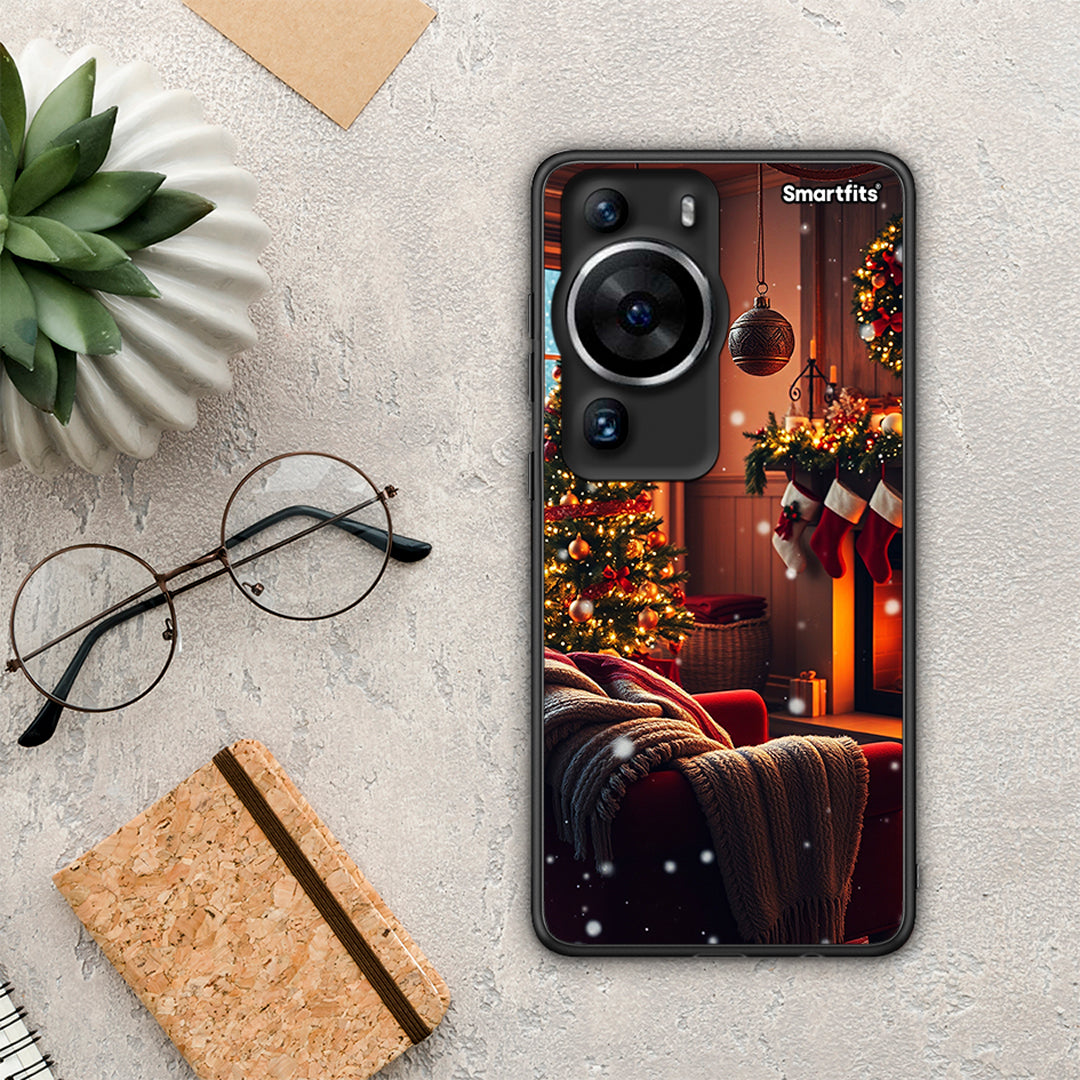 Θήκη Huawei P60 Pro Home For Christmas από τη Smartfits με σχέδιο στο πίσω μέρος και μαύρο περίβλημα | Huawei P60 Pro Home For Christmas Case with Colorful Back and Black Bezels