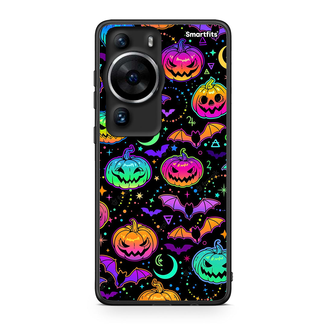 Θήκη Huawei P60 Pro Neon Halloween από τη Smartfits με σχέδιο στο πίσω μέρος και μαύρο περίβλημα | Huawei P60 Pro Neon Halloween Case with Colorful Back and Black Bezels