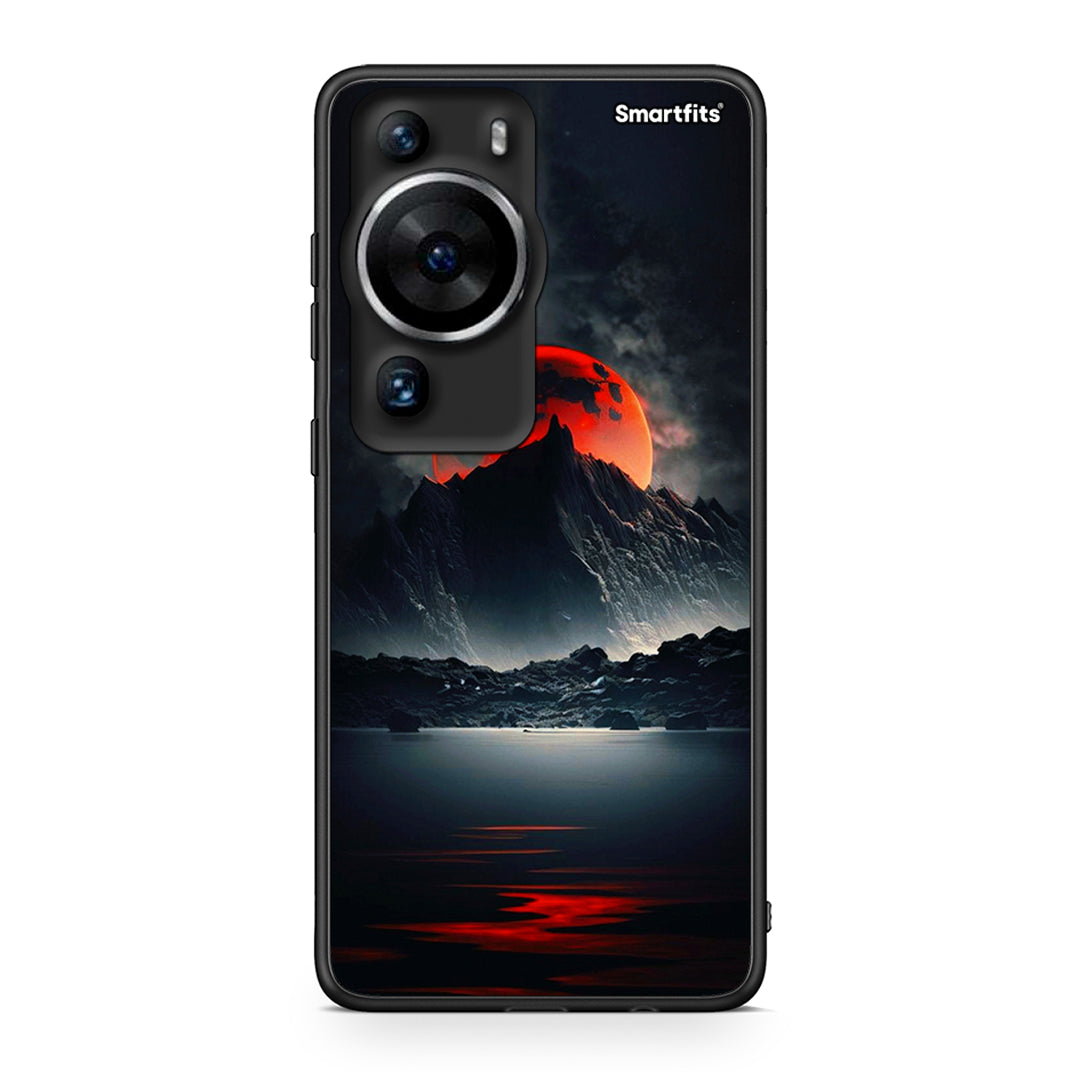 Θήκη Huawei P60 Pro Red Full Moon από τη Smartfits με σχέδιο στο πίσω μέρος και μαύρο περίβλημα | Huawei P60 Pro Red Full Moon Case with Colorful Back and Black Bezels