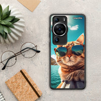 Thumbnail for Θήκη Huawei P60 Pro Summer Cat από τη Smartfits με σχέδιο στο πίσω μέρος και μαύρο περίβλημα | Huawei P60 Pro Summer Cat Case with Colorful Back and Black Bezels