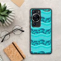 Thumbnail for Θήκη Huawei P60 Pro Swimming Dolphins από τη Smartfits με σχέδιο στο πίσω μέρος και μαύρο περίβλημα | Huawei P60 Pro Swimming Dolphins Case with Colorful Back and Black Bezels