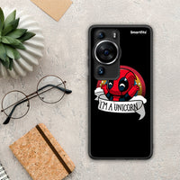 Thumbnail for Θήκη Huawei P60 Pro Unicorn Deadpool από τη Smartfits με σχέδιο στο πίσω μέρος και μαύρο περίβλημα | Huawei P60 Pro Unicorn Deadpool Case with Colorful Back and Black Bezels