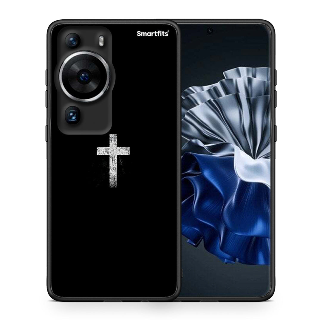 Θήκη Huawei P60 Pro White Cross από τη Smartfits με σχέδιο στο πίσω μέρος και μαύρο περίβλημα | Huawei P60 Pro White Cross Case with Colorful Back and Black Bezels