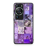 Thumbnail for Θήκη Huawei P60 Purple Aesthetic Collage από τη Smartfits με σχέδιο στο πίσω μέρος και μαύρο περίβλημα | Huawei P60 Purple Aesthetic Collage Case with Colorful Back and Black Bezels