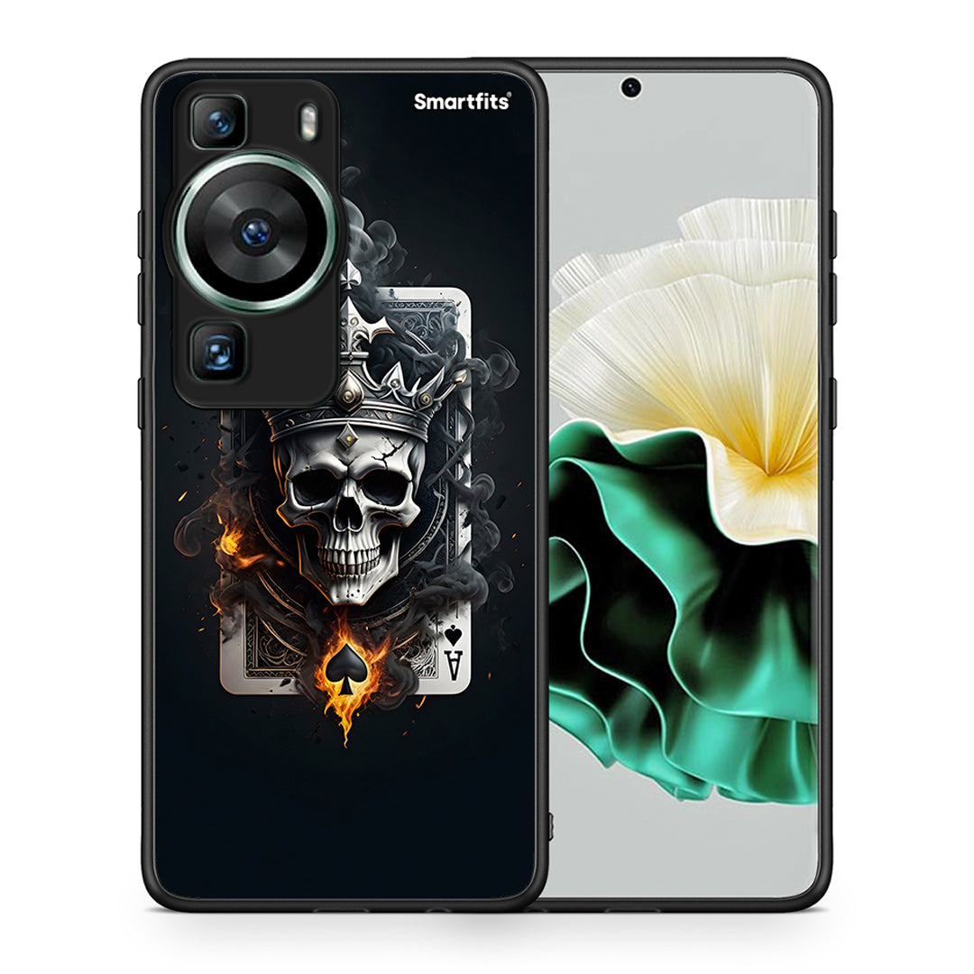 Θήκη Huawei P60 Skull King Ace από τη Smartfits με σχέδιο στο πίσω μέρος και μαύρο περίβλημα | Huawei P60 Skull King Ace Case with Colorful Back and Black Bezels