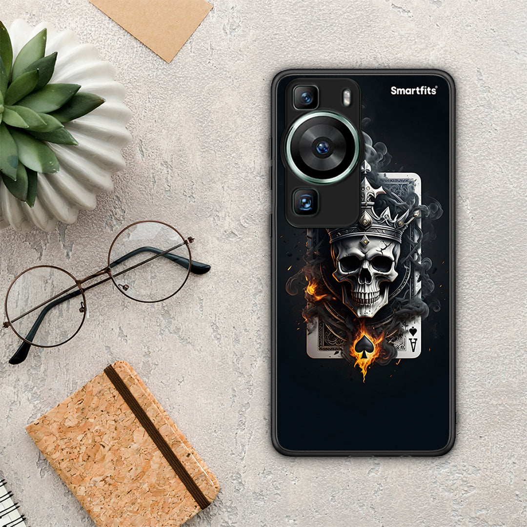 Θήκη Huawei P60 Skull King Ace από τη Smartfits με σχέδιο στο πίσω μέρος και μαύρο περίβλημα | Huawei P60 Skull King Ace Case with Colorful Back and Black Bezels