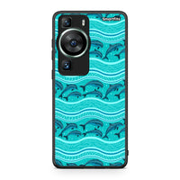 Thumbnail for Θήκη Huawei P60 Swimming Dolphins από τη Smartfits με σχέδιο στο πίσω μέρος και μαύρο περίβλημα | Huawei P60 Swimming Dolphins Case with Colorful Back and Black Bezels